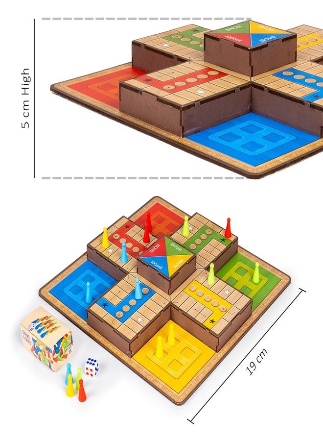تويز بوكس لعبة لودو ثلاثية الأبعاد من تويز بوكس جونيور، من 2 إلى 4 لاعبين، مصنوعة من خشب MDF، ألعاب عائلية للكبار والصغار - Image 5